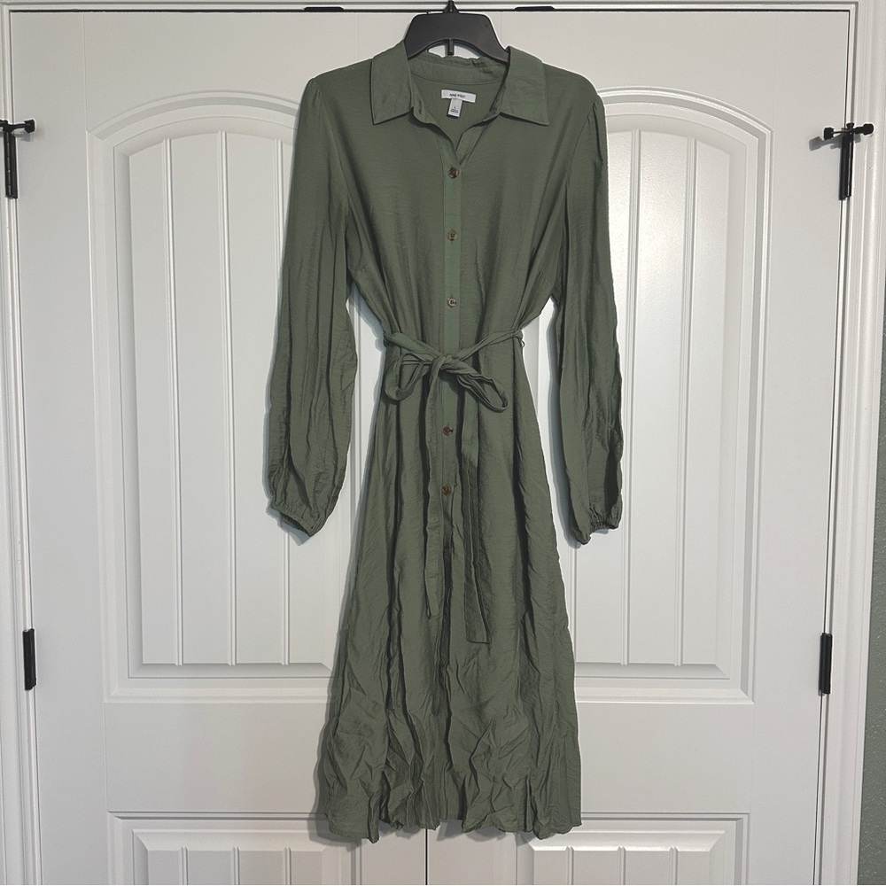 Light sage green button up dress